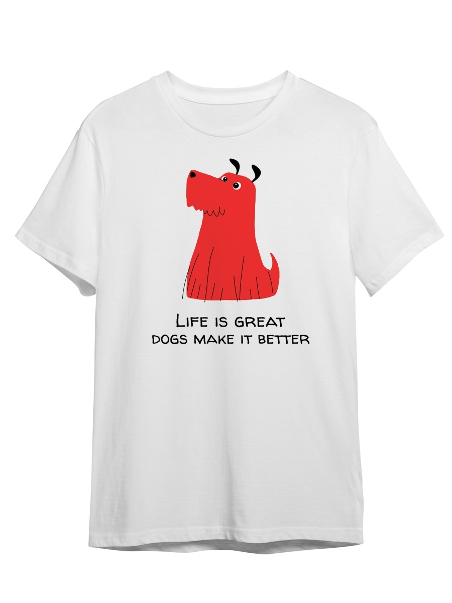 фото Футболка унисекс сувенирshop life is great/dog/собака белая 2xl (52-54)