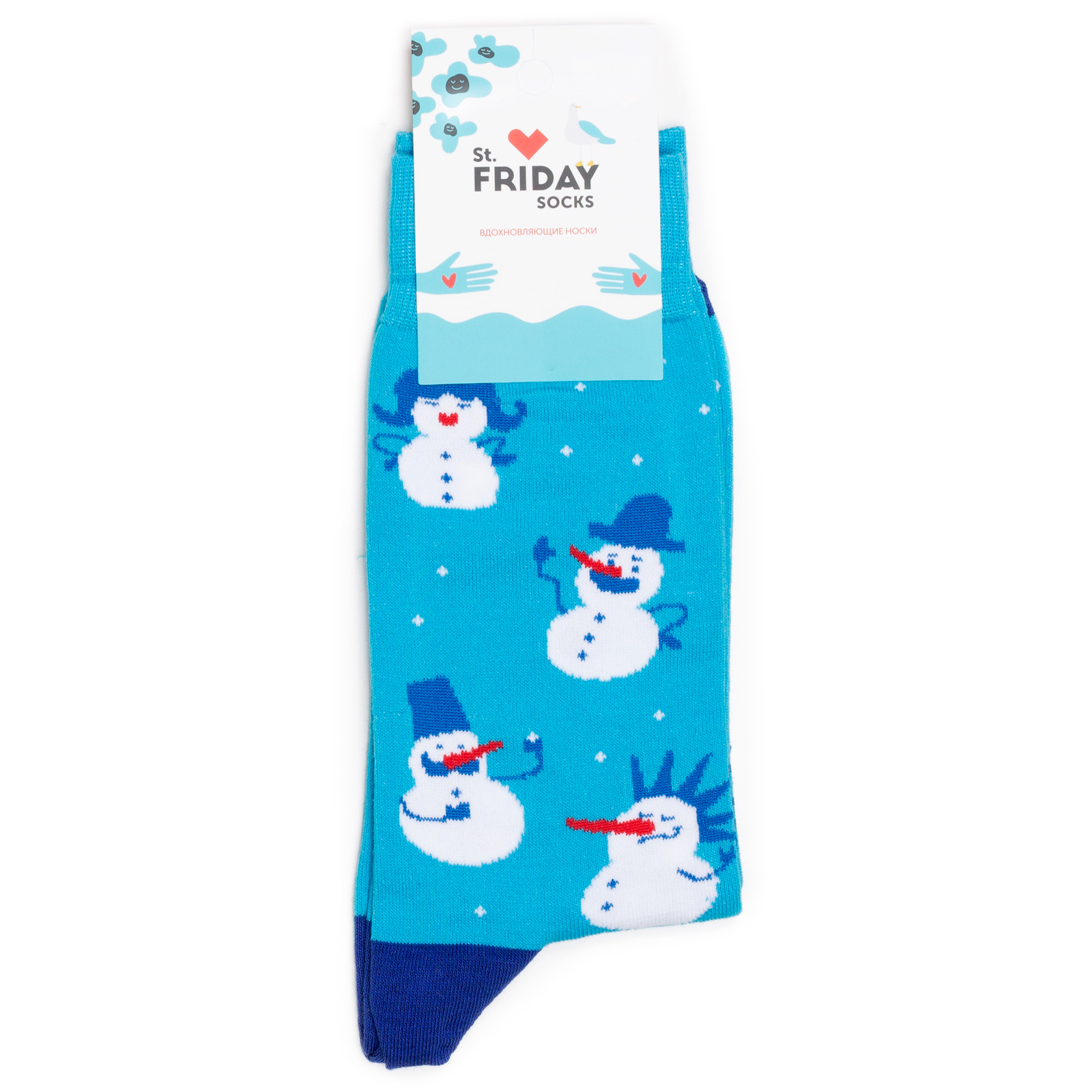 

Носки St.Friday Socks Snegoviki Blue синие 42-46, Snegoviki Blue