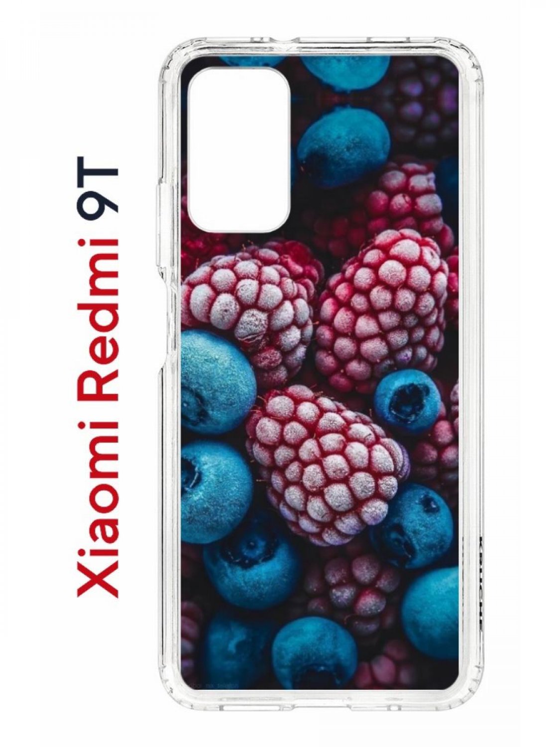 Чехол для Redmi 9T с принтом Fresh berries, включая противоударный бампер и защиту камеры.