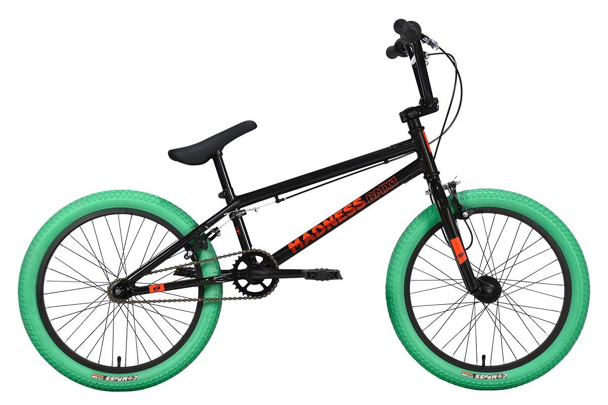 Велосипед Stark Madness BMX 1 (2023) зеленый/черный/оранжевый 9