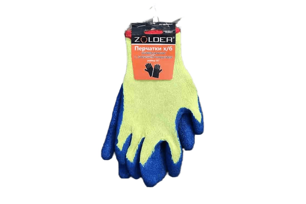 Универсальные хлопчатобумажные перчатки ZOLDER, с латексным покрытием, размер 10, RJ007
