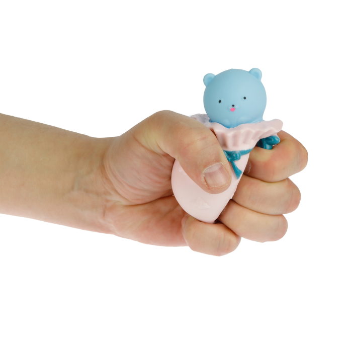 игрушка-антистресс 1Toy Жмяка Выскочка Медвежонок 5х6,5 см, розовый
