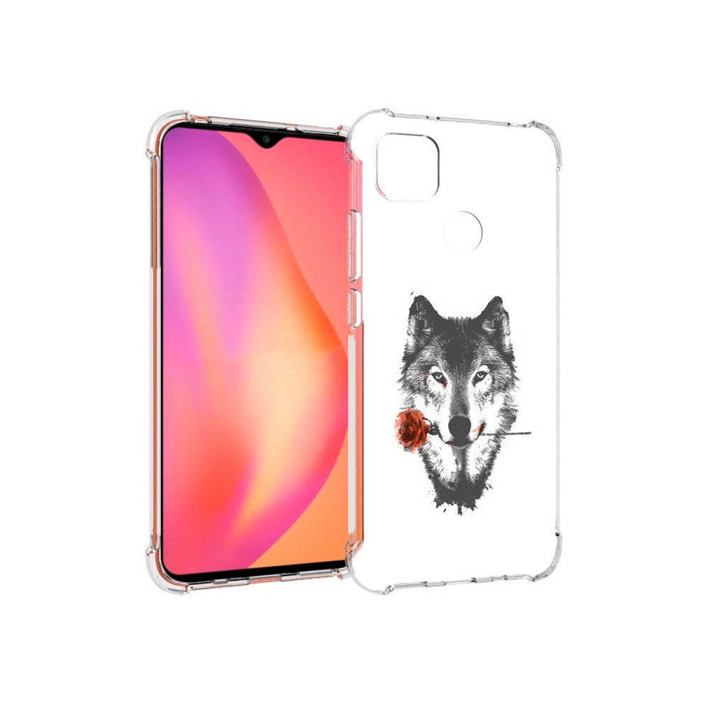 

Чехол MyPads Tocco для Xiaomi Redmi 9C волк с розой (PT152115.265.270), Прозрачный, Tocco