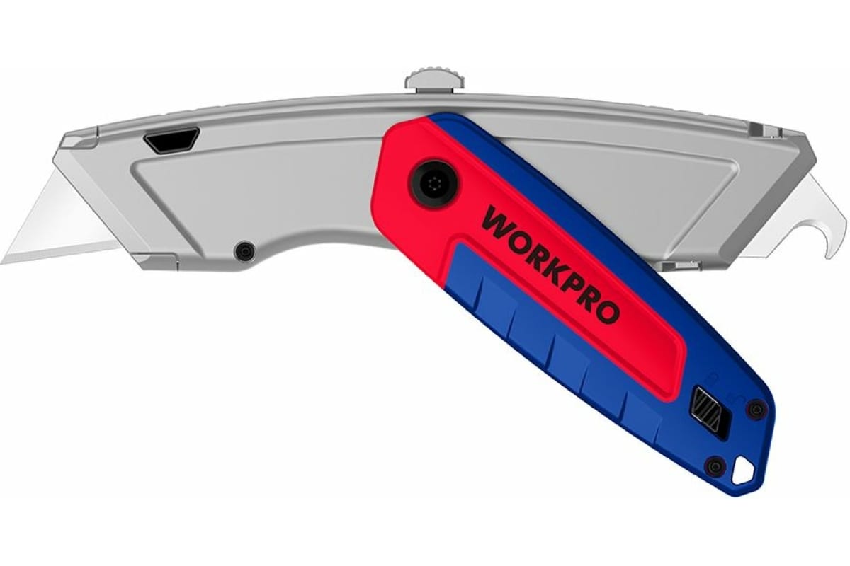 Универсальный складной нож WORKPRO с двумя лезвиями, трапециевидные лезвия WP213016 складной нож workpro