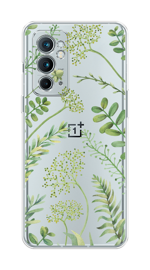 

Чехол на OnePlus 9RT "Green Leaves", Зеленый;прозрачный, 152050-1