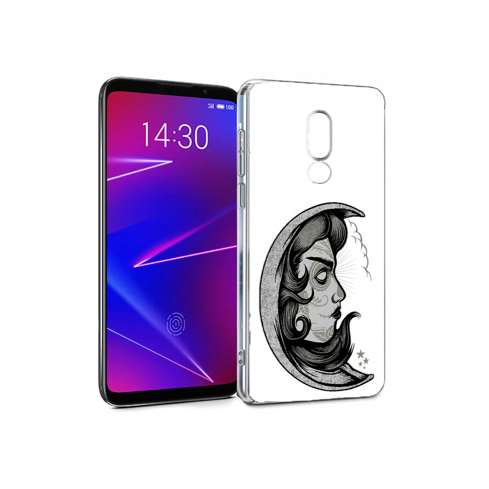 

Чехол MyPads Tocco для Meizu 16 черно белая луна с лицом (PT136611.84.680), Прозрачный, Tocco