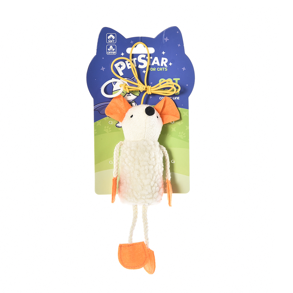 Игрушка-дразнилка для кошек PET STAR Мышь, бежевый, полиэстер, кошачья мята 2 x 19 см