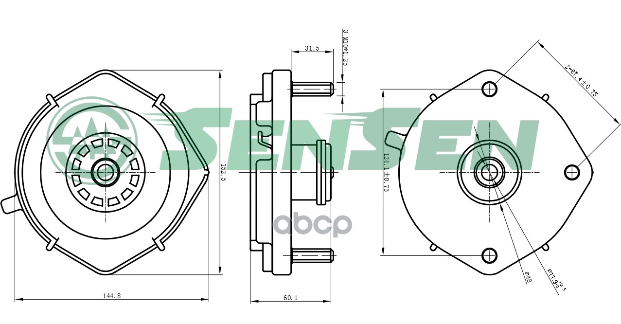 SENSEN M61196 Опора амортизатора заднего левая Mazda 323 1.4-2.0/2.0D/TD 98>