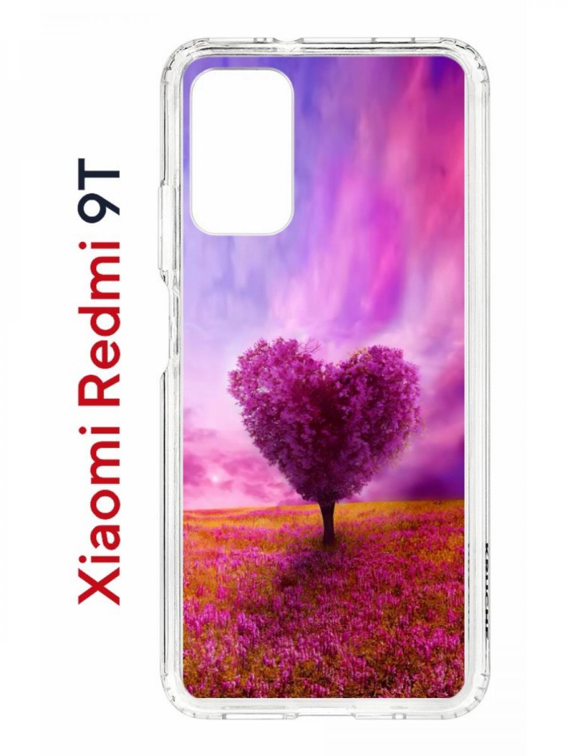 фото Чехол на redmi 9t с принтом kruche print pink heart,противоударный бампер,с защитой камеры кruче