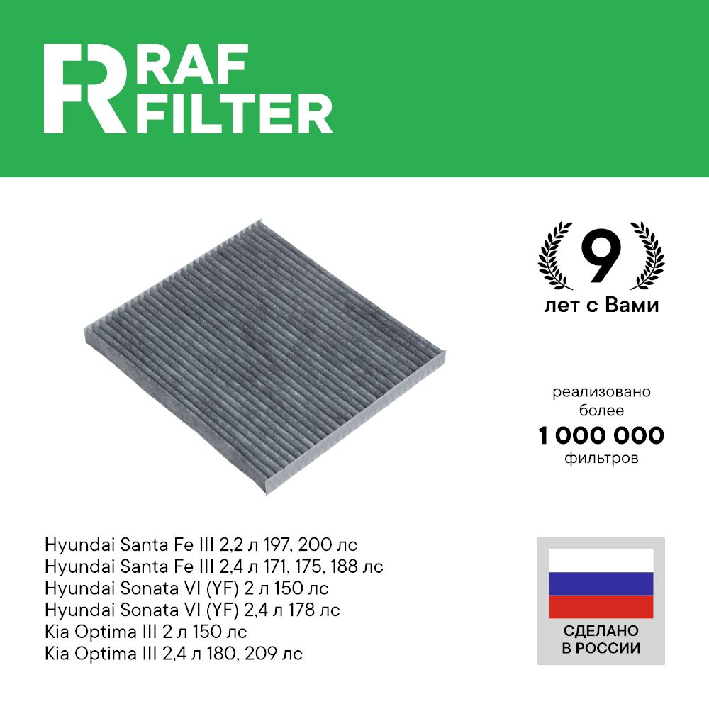 

Фильтр салона RAF Filter RSTC003HYXY Hyundai Santa Fe 3, Sonata 6 YF, Kia Optima 3