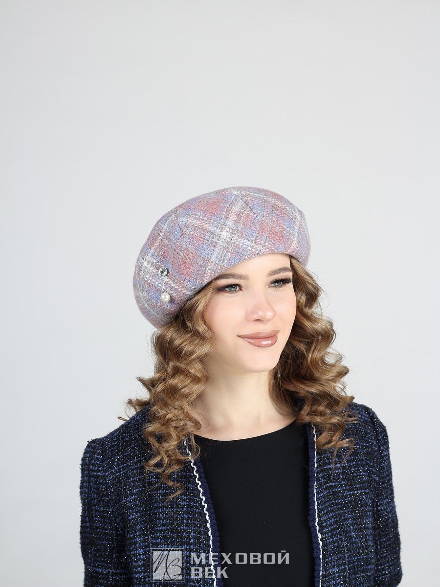 Берет женский Меховой Век 2970МК лаванда, р.59-60