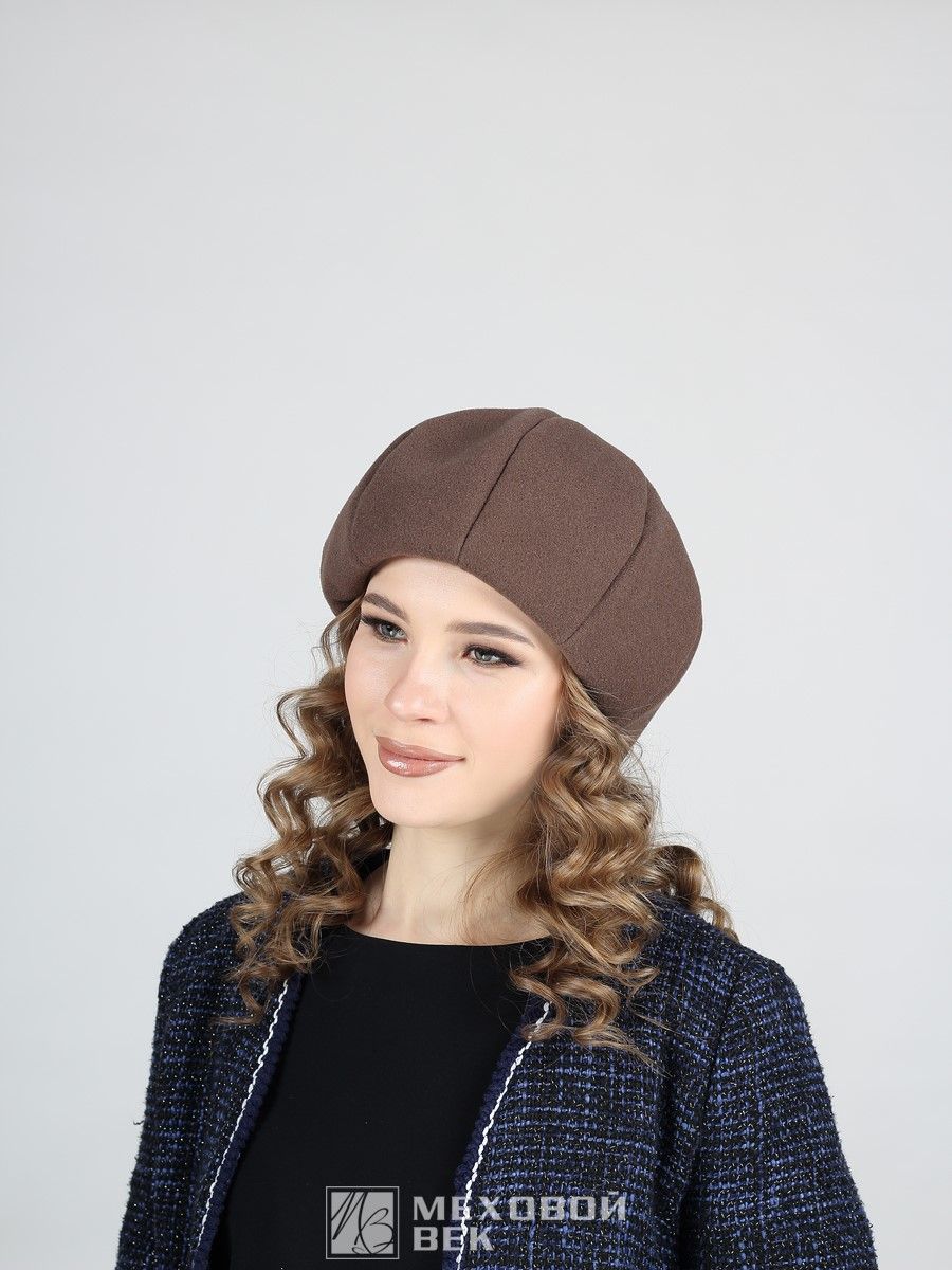 Берет женский Меховой Век 2971МК коричневый, р.57-58