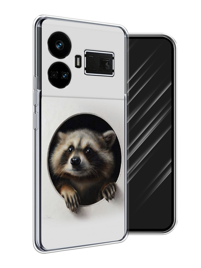 

Чехол Awog на Realme GT5 "Любопытный енот", Коричневый;черный;белый, 2515050-1