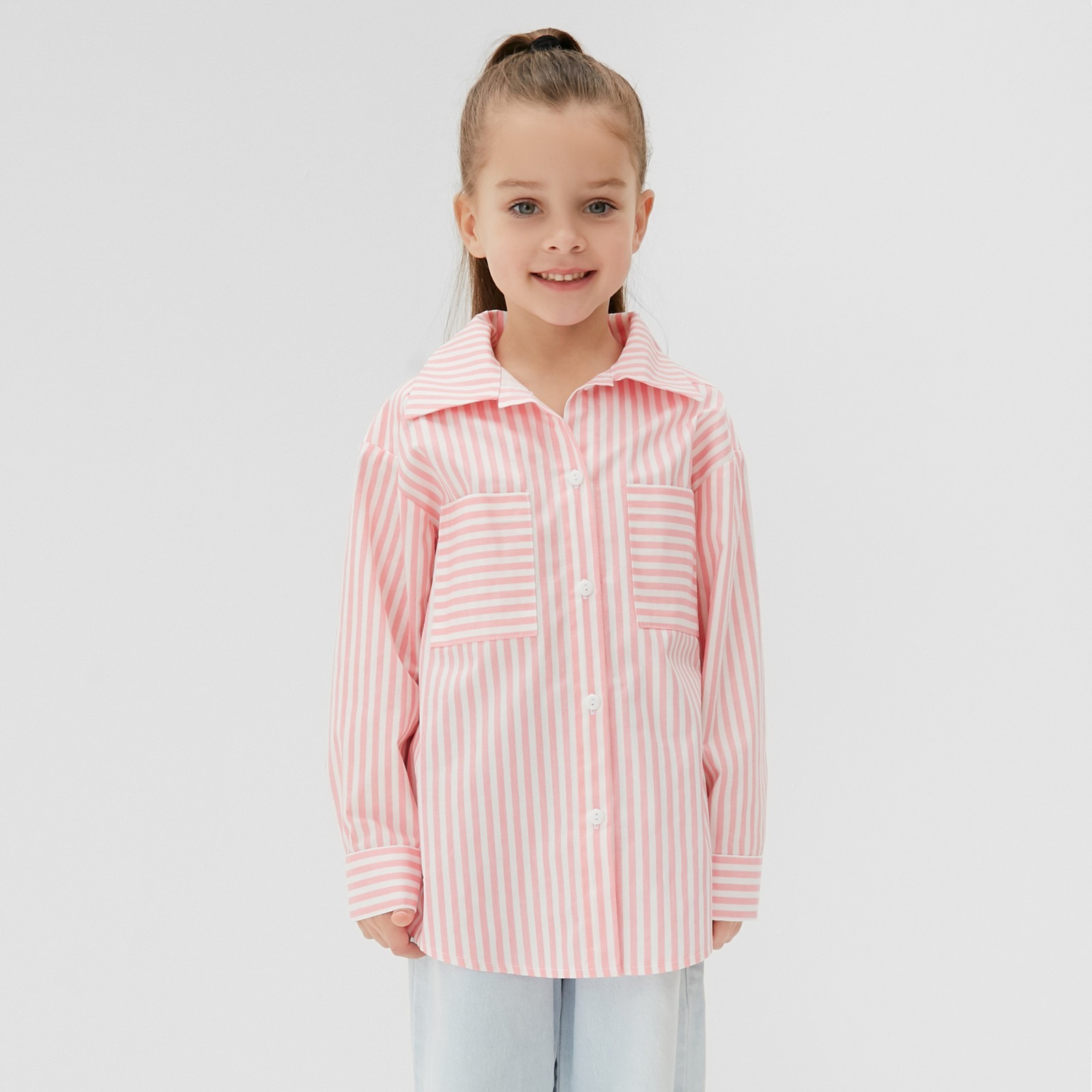 Рубашка детская Кидс, Белый, Розовый, 110 смайл эксперт кидс зубная паста детская 2 6 лет с клубничным вкусом 50мл
