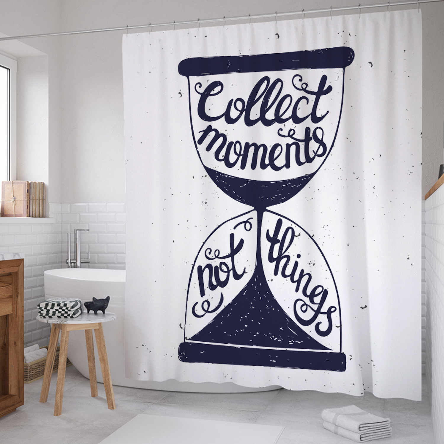 

Штора для ванной JoyArty "Цени моменты, а не вещи" из сатена, 180х200 см с крючками, Белый, Цени моменты, а не вещи