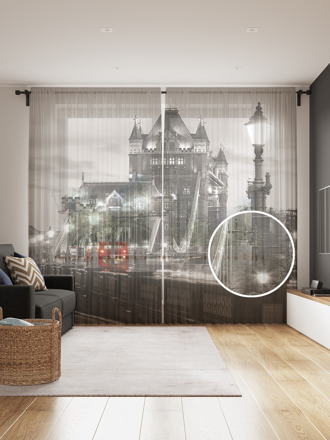 

Фототюль JoyArty "Любимый город", 145x265см (2 полотна со шторной лентой + 50 крючков), Любимый город