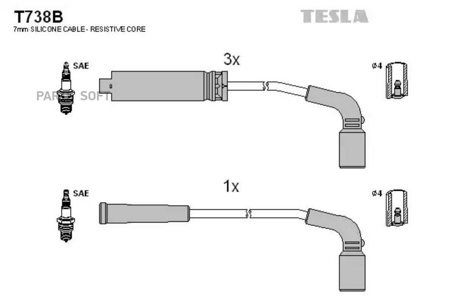 TESLA Провода высоковольтные TESLA T738B