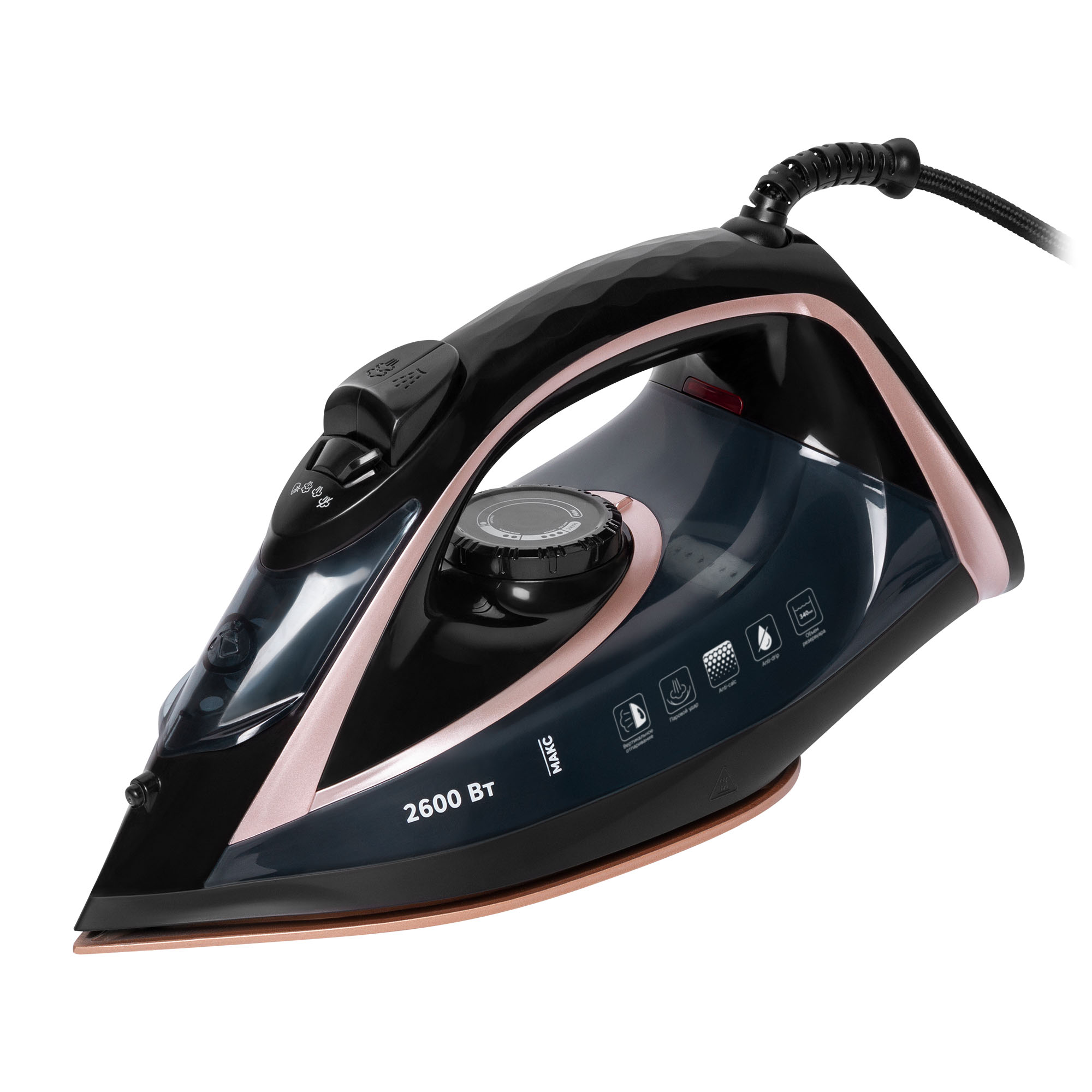 Утюг Rombica myHome IRN-003 розовый, черный утюг turbo pro anti calc fv5697e0