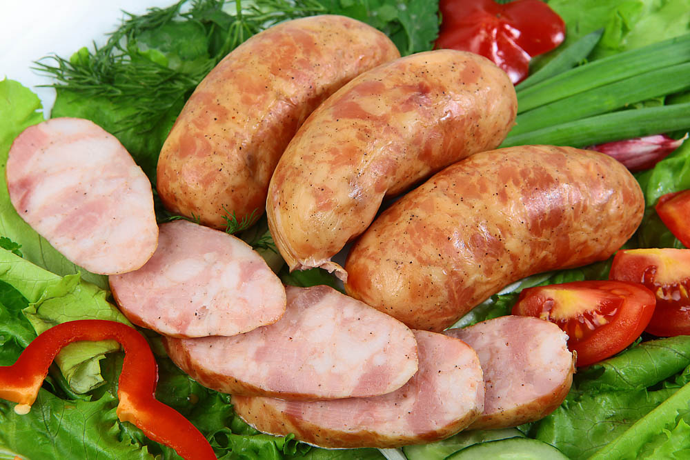

Колбаски Козелки Домашние варено-копченые ~1 кг