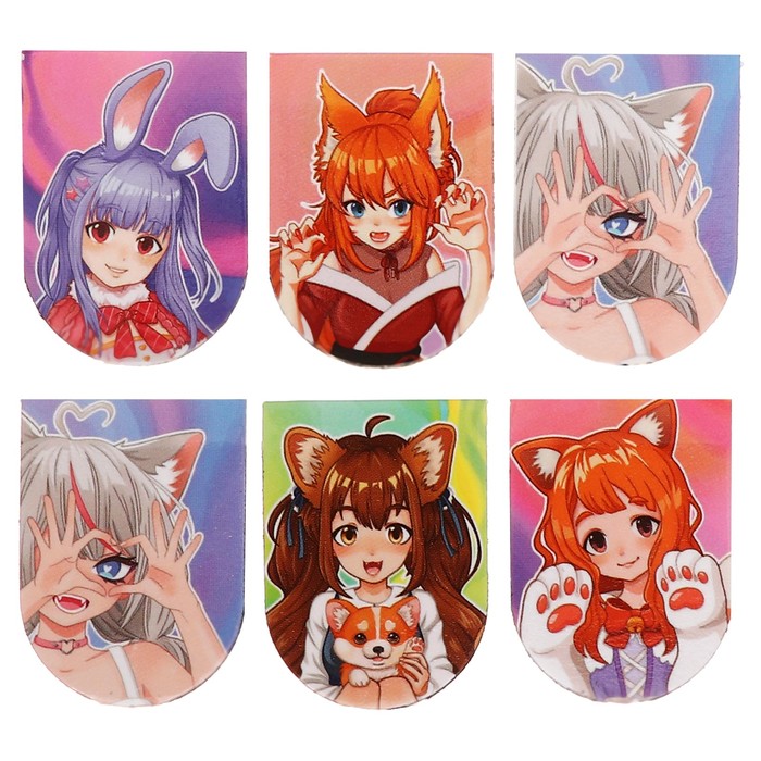 Закладки магнитные Calligrata Neko girls 9572384 6 штук 2630₽