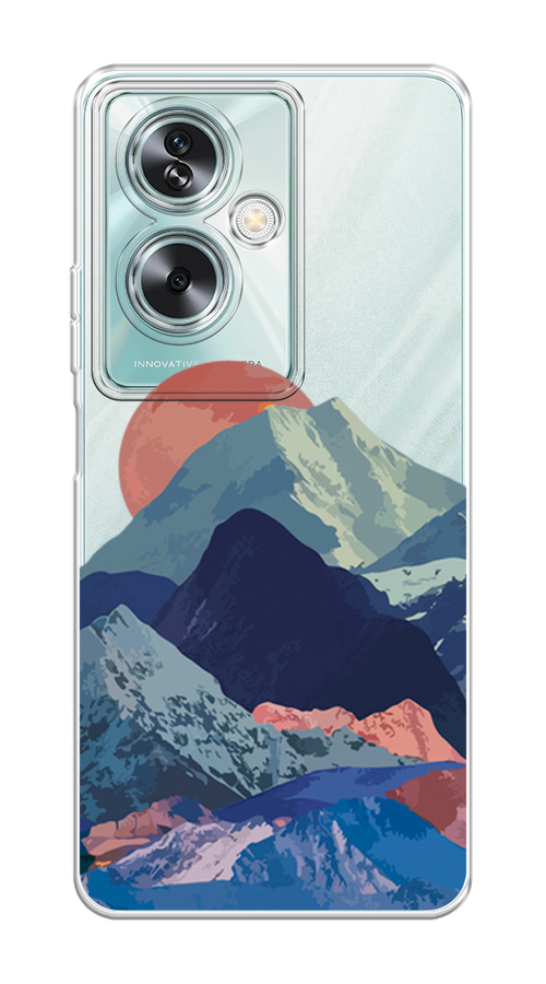 

Чехол на Oppo A79 5G "Закат в снежных горах", Бордовый;серый;голубой, 2515650-1