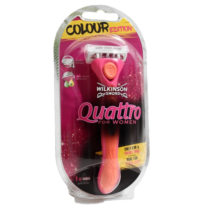 фото Станок для бритья wilkinson sword quattro for women colour edition + 1 кассета, 4 лезвия