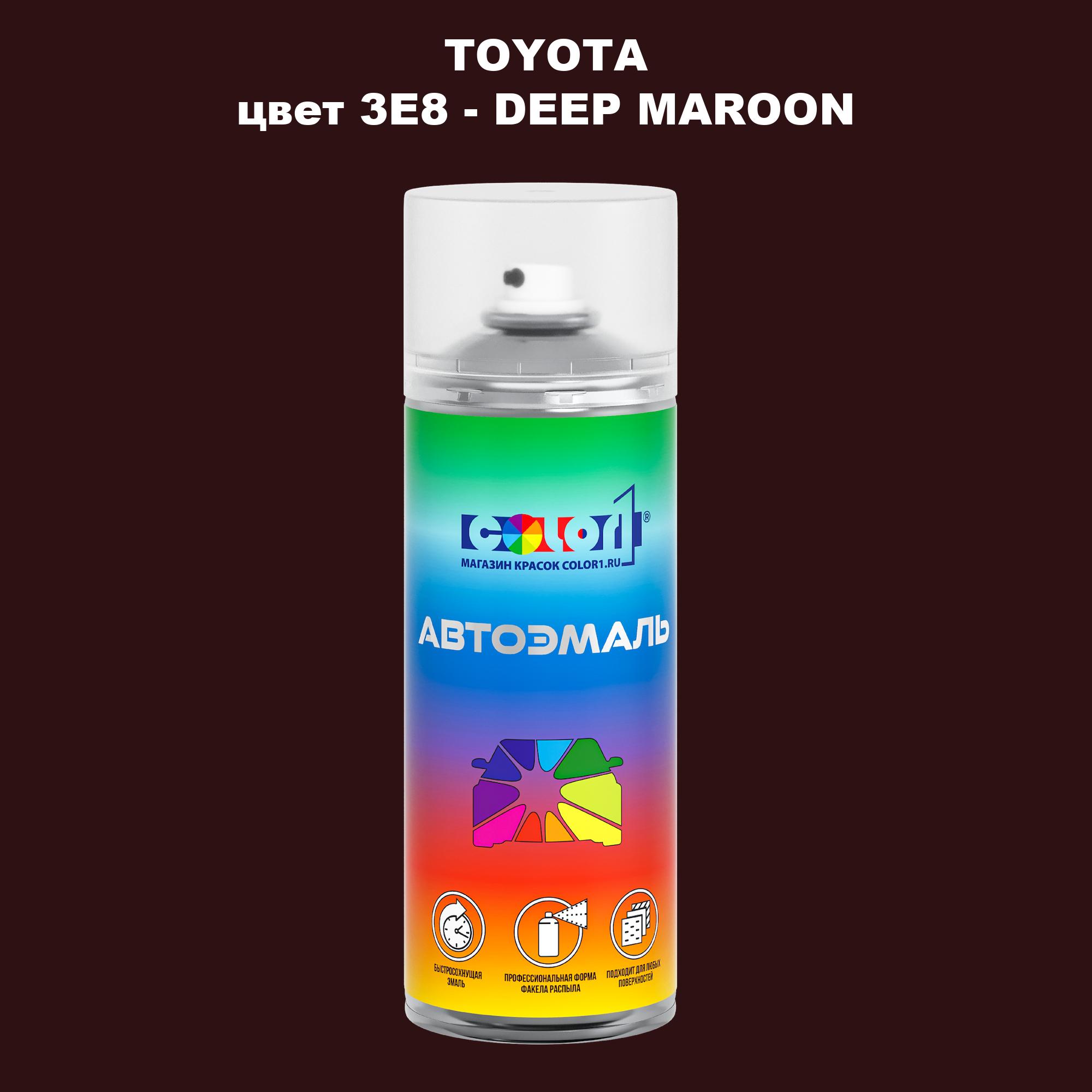 

Аэрозольная краска COLOR1 для TOYOTA, цвет 3E8 - DEEP MAROON, Прозрачный