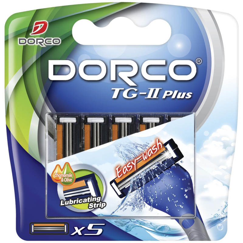 Сменные кассеты для бритья Dorco TG-II Plus, 2 лезвия с увлажняющей полоской, 5 шт.