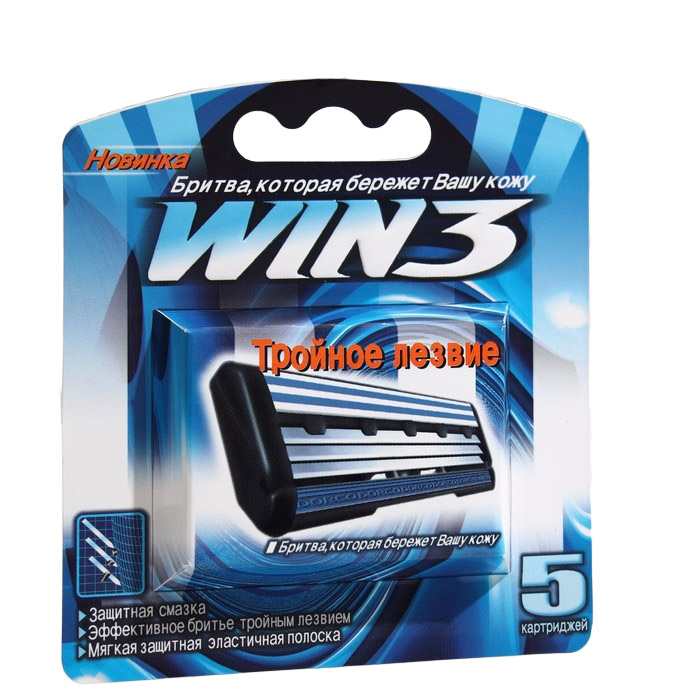 фото Сменные кассеты для бритья dorco win3, 3 лезвия с увлажняющей полоской, 5 шт.