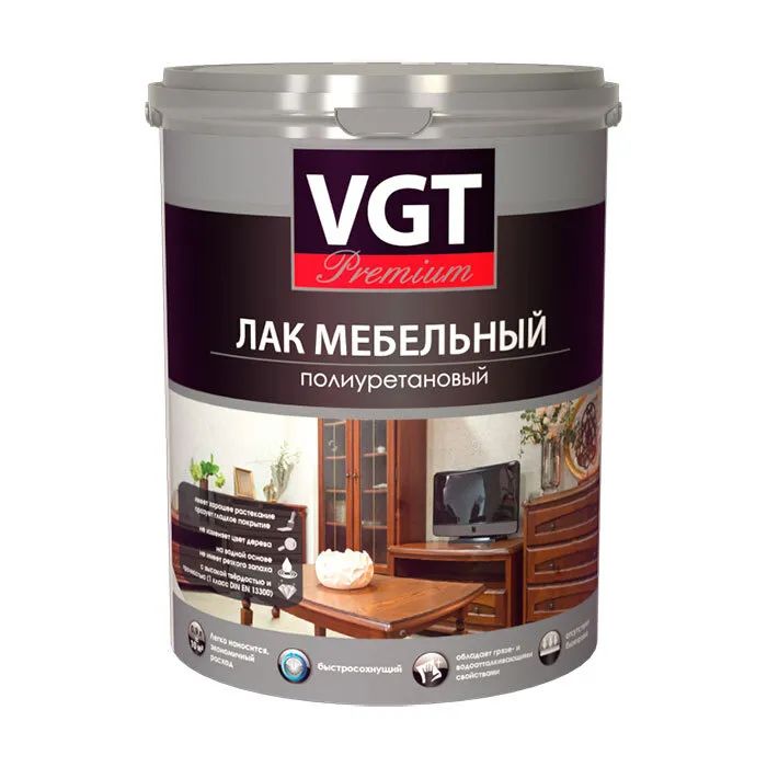 Лак для мебели VGT PREMIUM полиуретановый глянцевый, 0.9 кг
