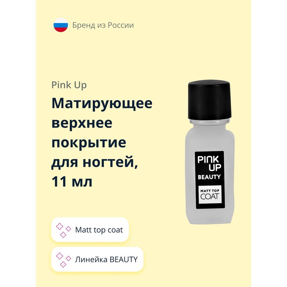 Матирующее верхнее покрытие для ногтей PINK UP BEAUTY Matt top coat 11 мл