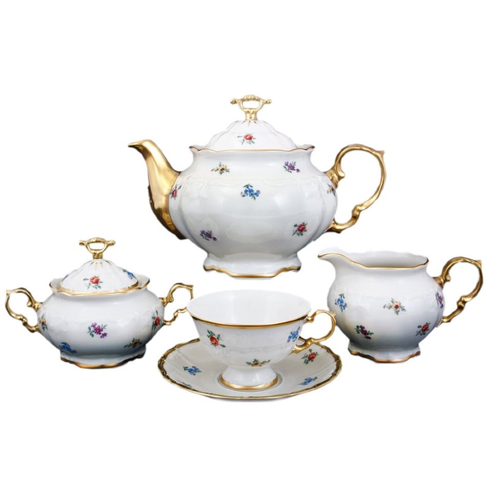 фото Чайный сервиз на 6 персон 15 предметов мам декор "мария-луиза мелкие цветы" 090460
