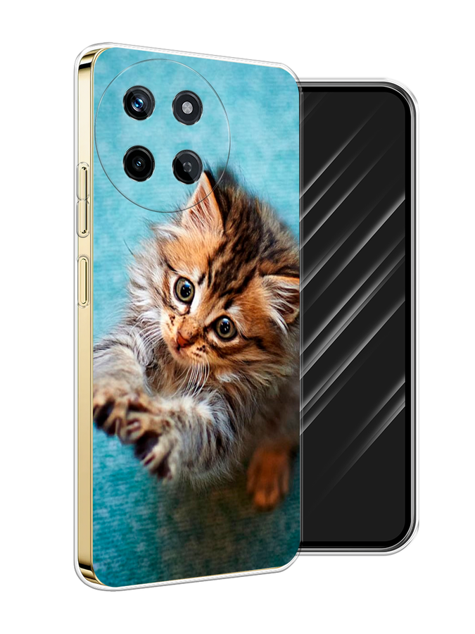 

Чехол Awog на Realme 11 4G "Котенок просит есть", Бирюзовый;коричневый;белый, 2515150-1