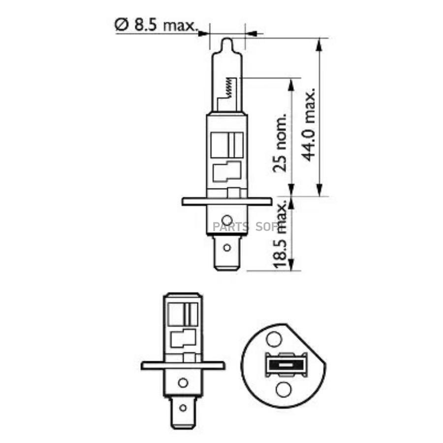 PHILIPS Лампа H1 VisionPlus 12V 55W P14.5s (компл.2шт) PHILIPS 12258VPS2