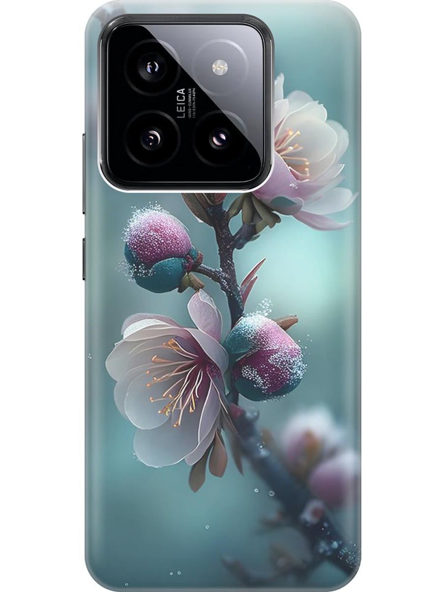 

Силиконовый чехол на Xiaomi 14 с рисунком "Котик и нитки", Белый;голубой, 20012083