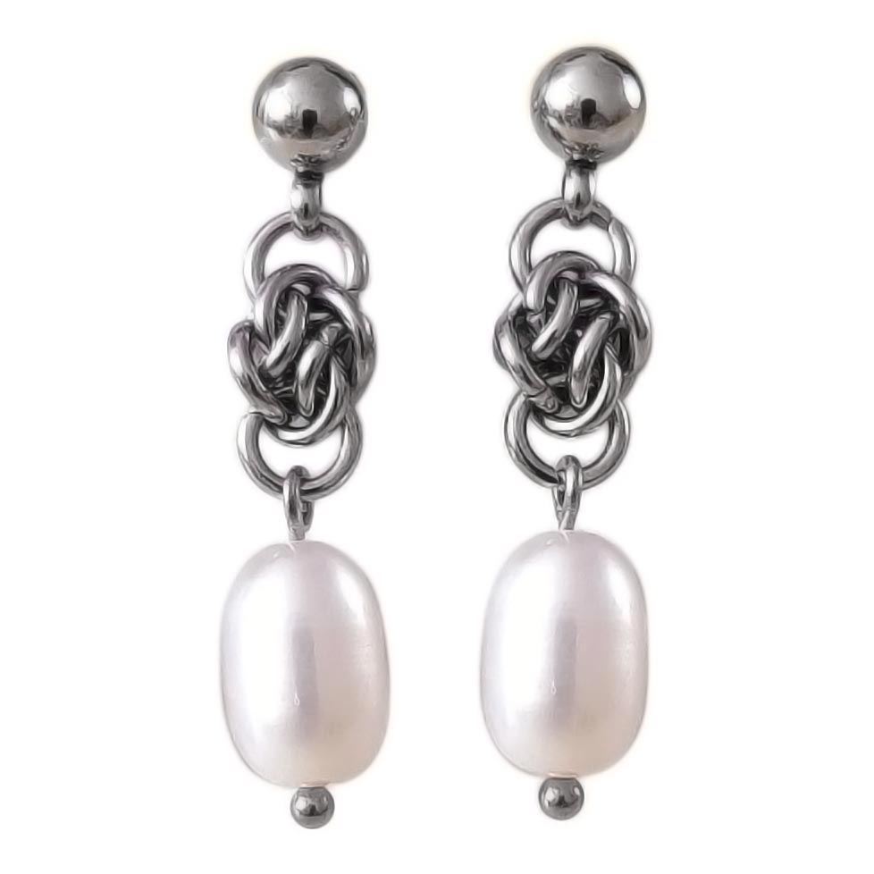 Серьги из стали с культивированным жемчугом Академия Важности 1005-av
