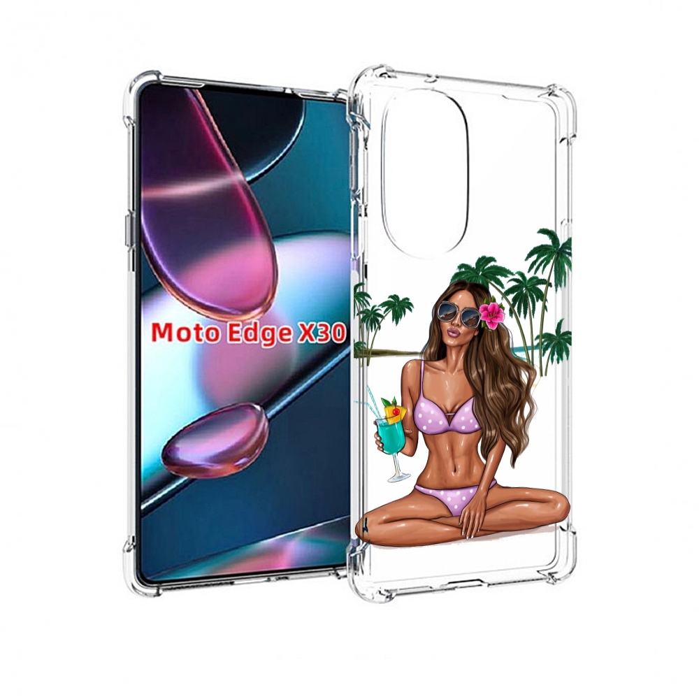 

Чехол MyPads Гавайская-девушка женский для Motorola Moto Edge X30, Прозрачный, Tocco