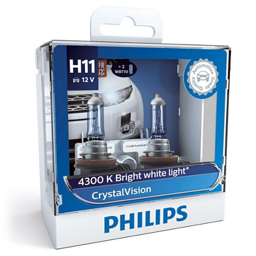 

PHILIPS Лампы к-кт H11 12V 55W CrystalVision, пласт.2 шт. PHILIPS 12362CVSM