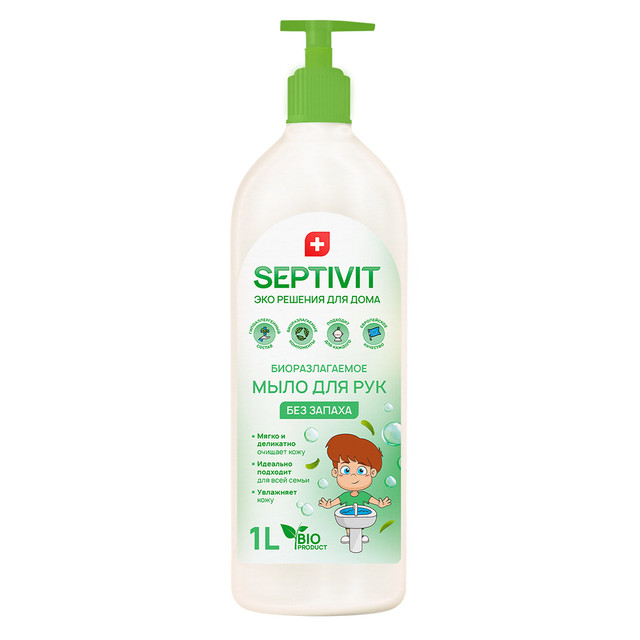 фото Жидкое мыло для рук без запаха septivit premium 1л