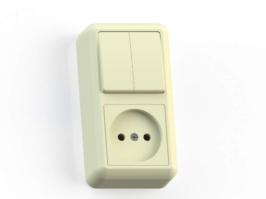 Блок розетка с выключателем Кунцево-Электро Оптима, арт. 527327, 3 шт. двухместная розетка кунцево электро