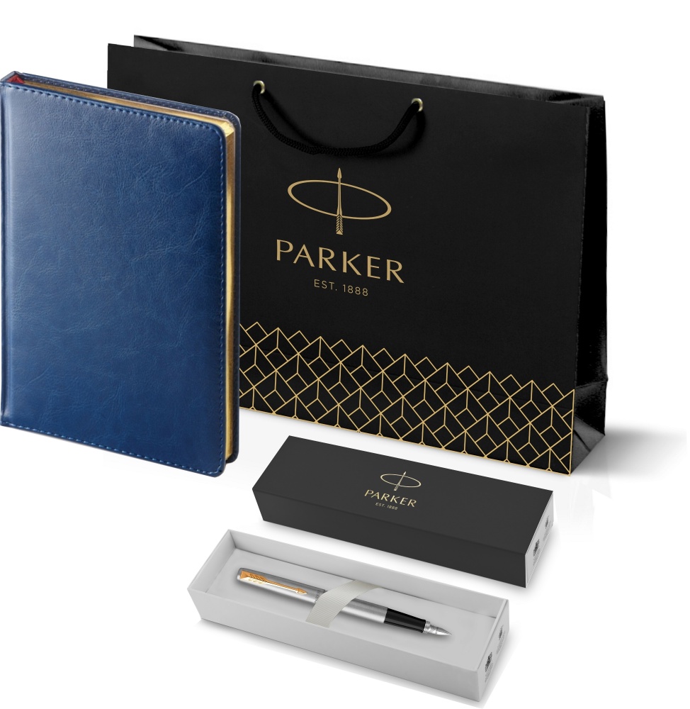 фото Подарочный набор: ежедневник синий и ручка перьевая parker jotter stainless steel 2030948