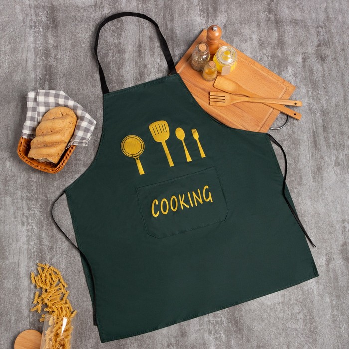 фото Фартук этель "cooking", цв. зеленый, 70*68 см, 100% п/э nobrand