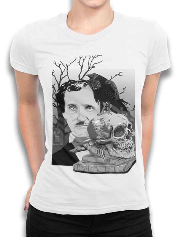 

Футболка женская Dream Shirts Эдгар Аллан По - Череп и Ворон белая XS, Эдгар Аллан По - Череп и Ворон