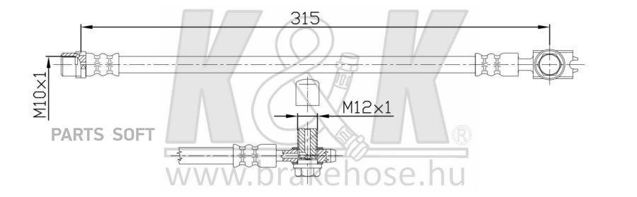 

Шланг Тормозной Задн Audi: A6 Vw B5 96- L+R R With Bolt K&K FT6225