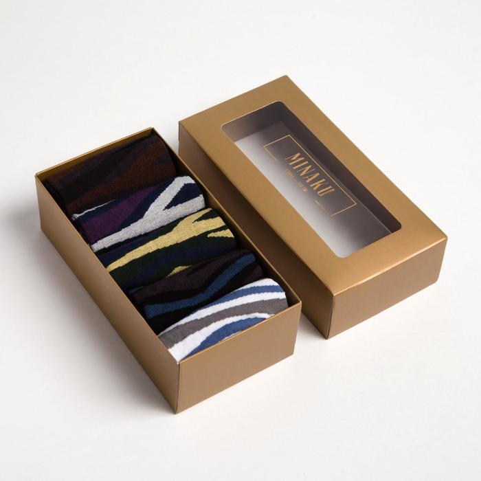 Подарочный набор носков мужских MINAKU Валео белый; синий; черный 25-27, 5 пар