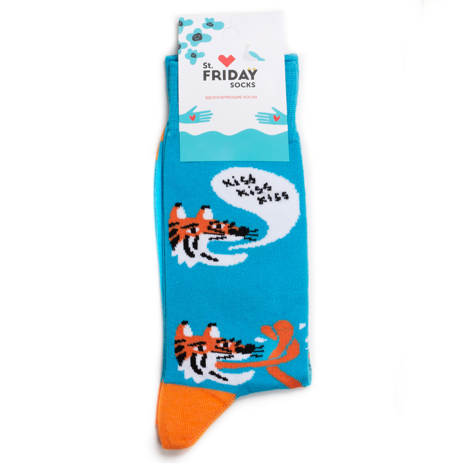 

Носки St. Friday Socks Tigr Blue голубые 34, Голубой, Tigr Blue
