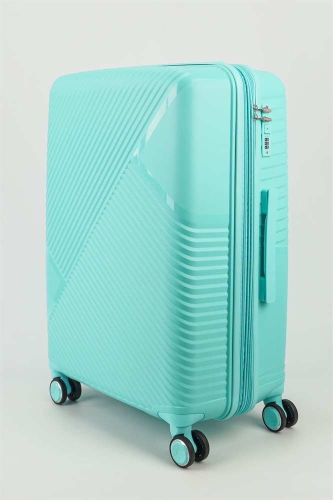 Чемодан унисекс Sweetbags Диагональные линии бирюзовый 72x48x29 см 9190₽