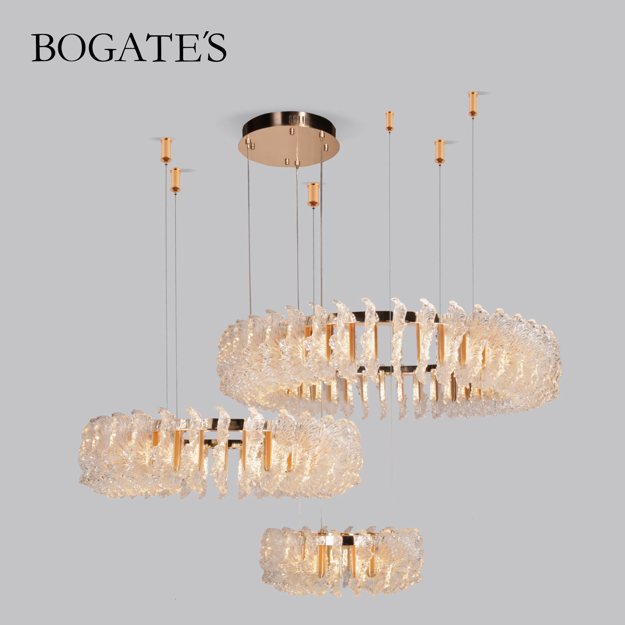 Подвесной светодиодный светильник на 3 кольца Bogate's Farfalla 90374/3 170W 4000К золото