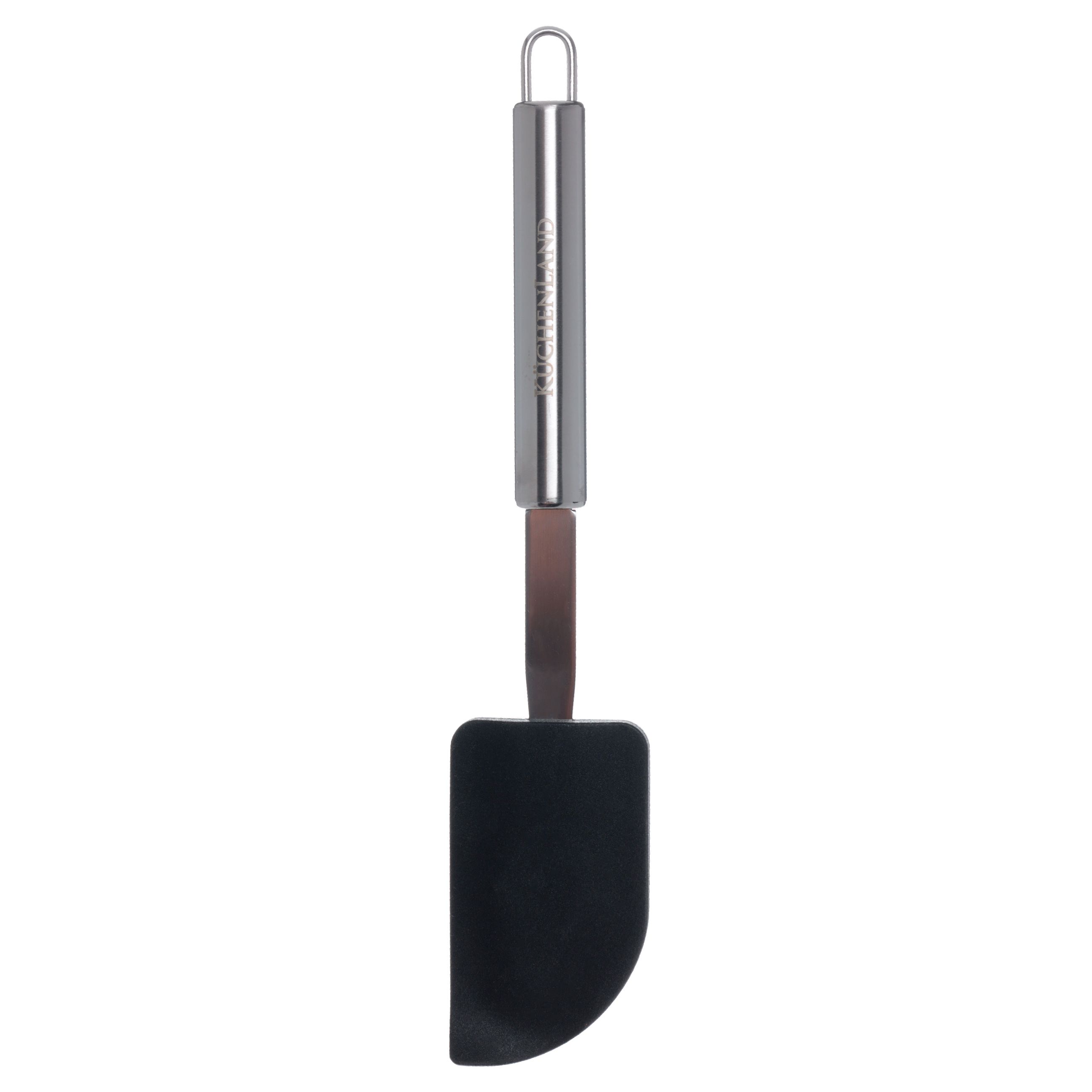 Лопатка-шпатель, 26 см, силикон/сталь, черная, Spiro