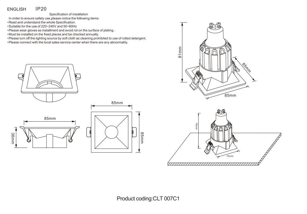 

Crystal Lux Встраиваемый светильник Crystal Lux CLT 007C1 WH